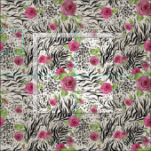 Leopard Zebra und Rose Muster Stoff (Kachel)