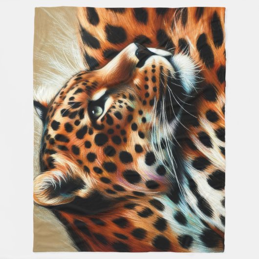 Leopard Zeichnend Hard Pastel Fleecedecke (Vorderseite)
