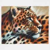 Leopard Zeichnend Hard Pastel Fleecedecke (Vorderseite (Horizontal))