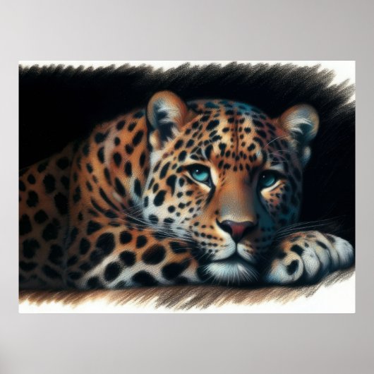 Leopard Zeichnend Hard Pastel Poster (Vorne)
