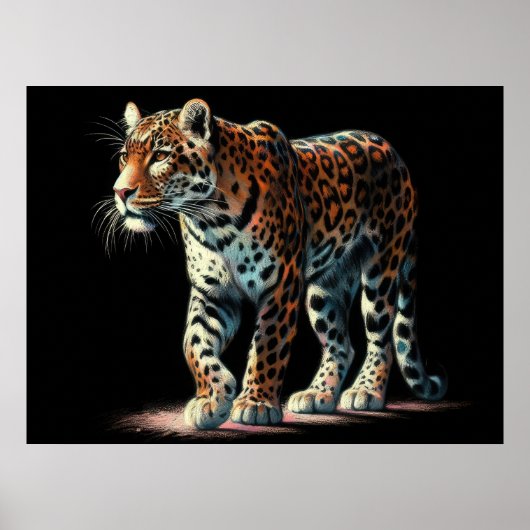 Leopard Zeichnend Hard Pastel Poster (Vorne)