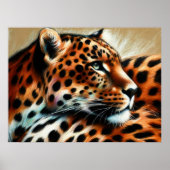 Leopard Zeichnend Hard Pastel Poster (Vorne)