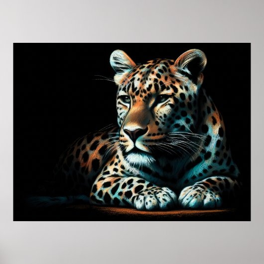 Leopard-Zeichnend Hartpastel III Poster (Vorne)