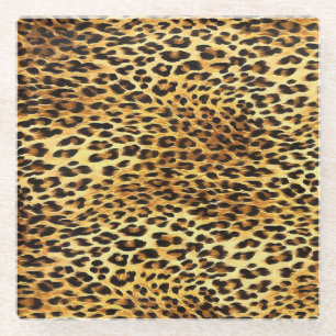 Leopard zeigt Camouflage-Mustermalerei Glasuntersetzer