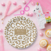 Leopard zeigt Gold- und Weißtierdruckmuster Pappteller (Party)
