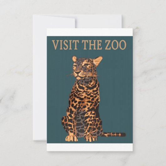 Leopard Zoo Illustration Vintage Save The Date (Vorderseite)