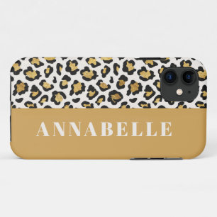 Leoparddruck Ersttypografie fett modernes Gold Case-Mate iPhone Hülle