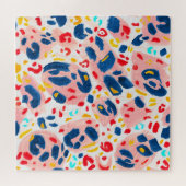 Leoparddruck: handbemalte Wasserfarbe. Puzzle (Horizontal)