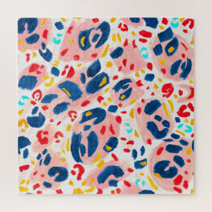 Leoparddruck: handbemalte Wasserfarbe. Puzzle