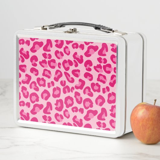 Leoparddruck in Pastellrosa, Hot Pink und Fuchsia Metall Brotdose (Beispiel)