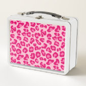Leoparddruck in Pastellrosa, Hot Pink und Fuchsia Metall Brotdose (Vorderseite)