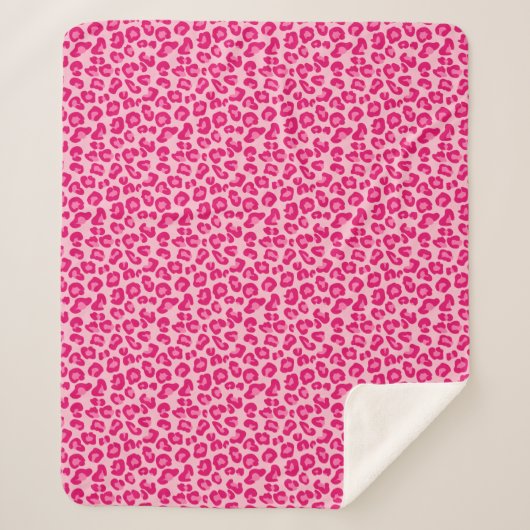 Leoparddruck in Pastellrosa, Hot Pink und Fuchsia Sherpadecke (Vorderseite)