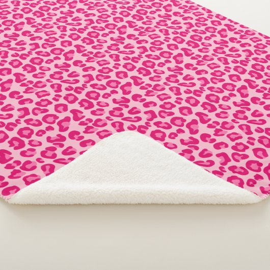 Leoparddruck in Pastellrosa, Hot Pink und Fuchsia Sherpadecke (3/4)