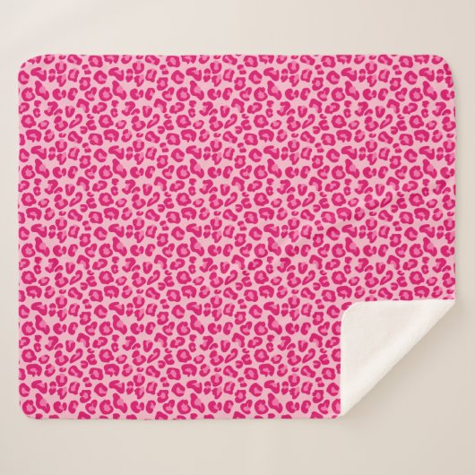 Leoparddruck in Pastellrosa, Hot Pink und Fuchsia Sherpadecke (Vorderseite (Horizontal))