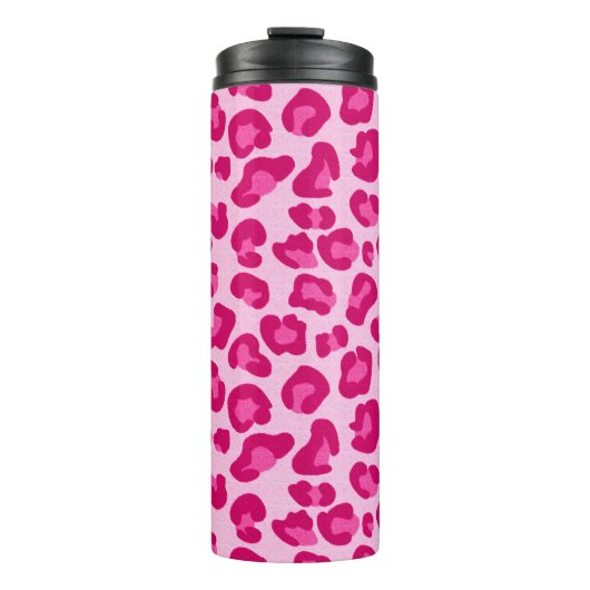 Leoparddruck in Pastellrosa, Hot Pink und Fuchsia Thermosbecher (Vorderseite)