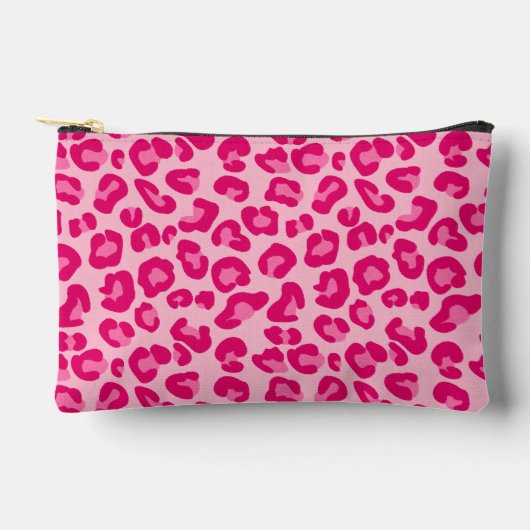 Leoparddruck in Pastellrosa, Hot Pink und Fuchsia Zubehörtasche (Vorderseite)