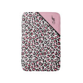 Leoparddruck in rosa weiß und schwarz mit Monogram Badematte (Vorderseite Vertikal)