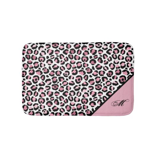Leoparddruck in rosa weiß und schwarz mit Monogram Badematte (Vorderseite)