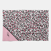 Leoparddruck in rosa weiß und schwarz mit Monogram Geschirrtuch (Horizontal)