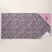 Leoparddruck in rosa weiß und schwarz mit Monogram Strandtuch (Vorderseite)