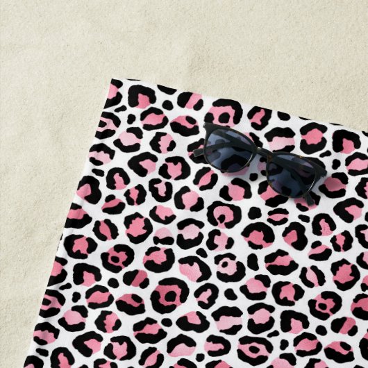 Leoparddruck in rosa weiß und schwarz mit Monogram Strandtuch (Beispiel)