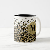 Leoparddruck in Schwarz/Glitzer Zweifarbige Tasse (VorderseiteRechts)