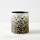 Leoparddruck in Schwarz/Glitzer Zweifarbige Tasse (Mittel)