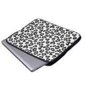 Leoparddruck in Schwarz und Weiß mit Grau Laptopschutzhülle (Vorne Knopf)