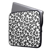 Leoparddruck in Schwarz und Weiß mit Grau Laptopschutzhülle (Vorderseite Links)