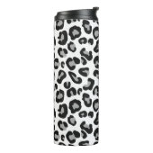 Leoparddruck in Schwarz und Weiß mit Grau Thermosbecher (Nach links gedreht)