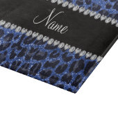 Leoparddruck Individuelle Name blauer Glitzer Schneidebrett (Ecke)