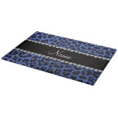 Leoparddruck Individuelle Name blauer Glitzer Schneidebrett (Ecke)