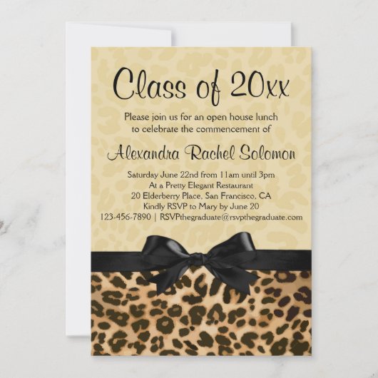 Leoparddruck mit Abschluss/Party Einladung (Vorderseite)