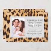 Leoparddruck Neujahr Weihnachtsfamilien-Foto Feiertagskarte (Vorne/Hinten)