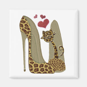 Leoparddruck-Stilett und Katzenmagnet Magnet