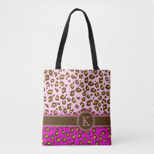 Leoparddruckbraunrosamonogrammtierdrucktasche Tasche