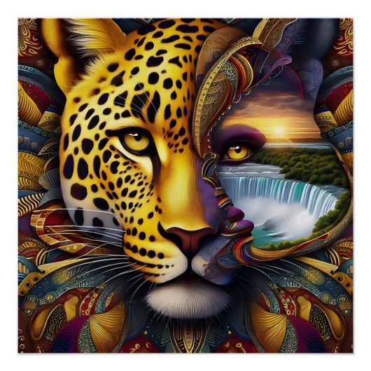 Leoparden-Abstrakte Kunst Poster (Vorderseite)