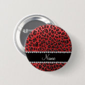 Leoparden aus individuelle Name, roter Glitzer Button (Vorne & Hinten)