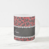 Leoparden aus individuelle Name, roter Glitzer Mattglastasse (VorderseiteRechts)