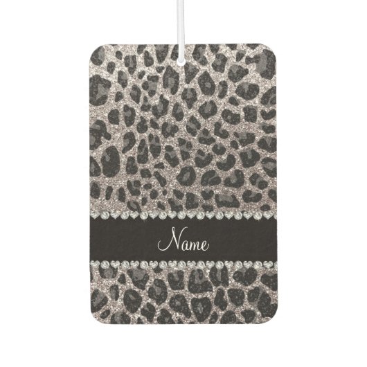 Leoparden aus individuelle Name Silber Glitzer Autolufterfrischer (Vorderseite)