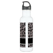 Leoparden aus individuelle Name Silber Glitzer Trinkflasche (Rückseite)