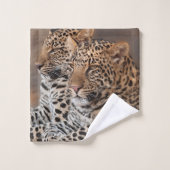 Leoparden Badhandtuch Set (Waschlappen)