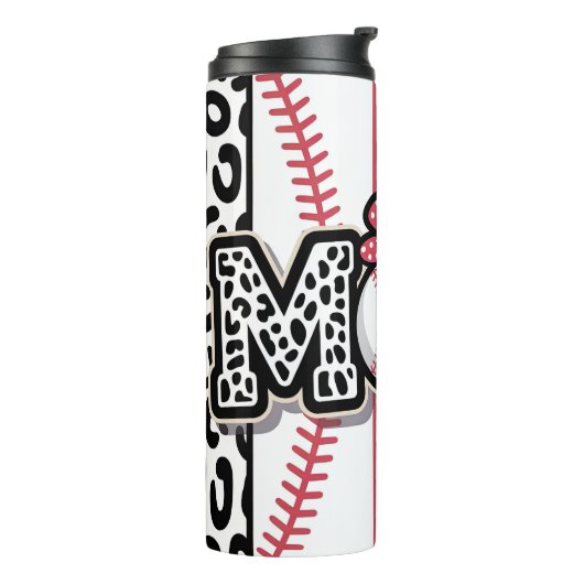 Leoparden-Druck Baseball-Mama Thermosbecher (Nach links gedreht)