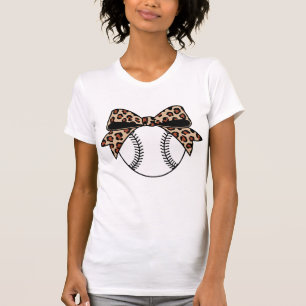 Leoparden-Druck Baseball-Schleife Trendiges Spor T-Shirt