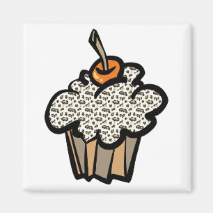 Leoparden-Druck-Cupcake Magnet