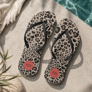 Leoparden-Druck Flip Flops Stylische Strandsanda Badesandalen