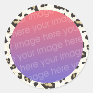 Leoparden-Druck-Fotorahmenrand Runder Aufkleber
