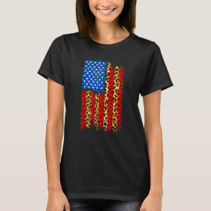 Leoparden-Druck Gepard Amerikanische Flagge 4. Jul T-Shirt