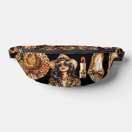 Leoparden-Druck Mode schwarzer Hintergrund Bauchtasche (Ablage )