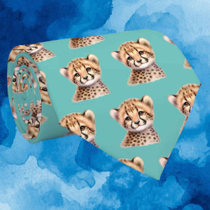 Leoparden-Druck Moderne Kawaii Süße Geparden Babys Krawatte